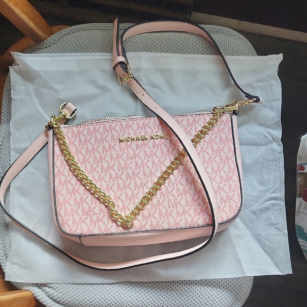 Michael Kors Pink Crossbody Bag with Gold Chain